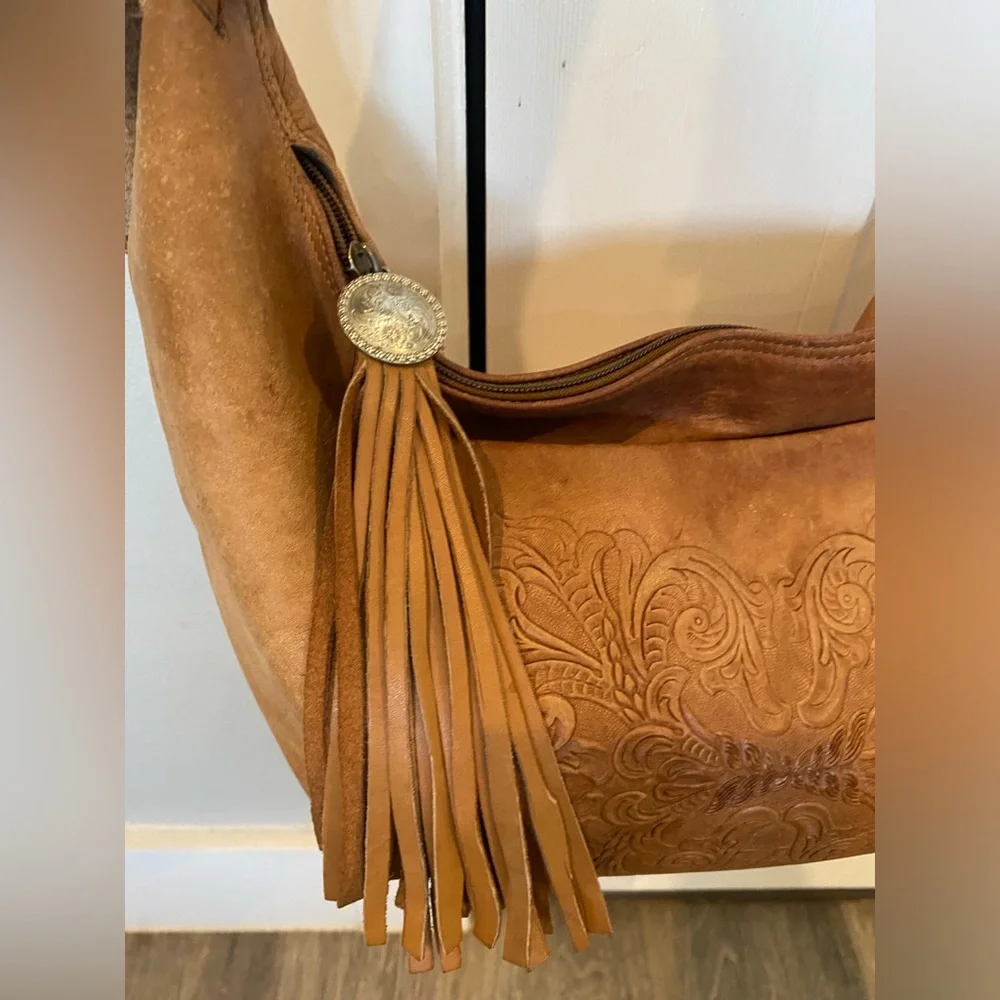 Creations by Lama Western Women’s Bag Brown Leather Fringe Pull